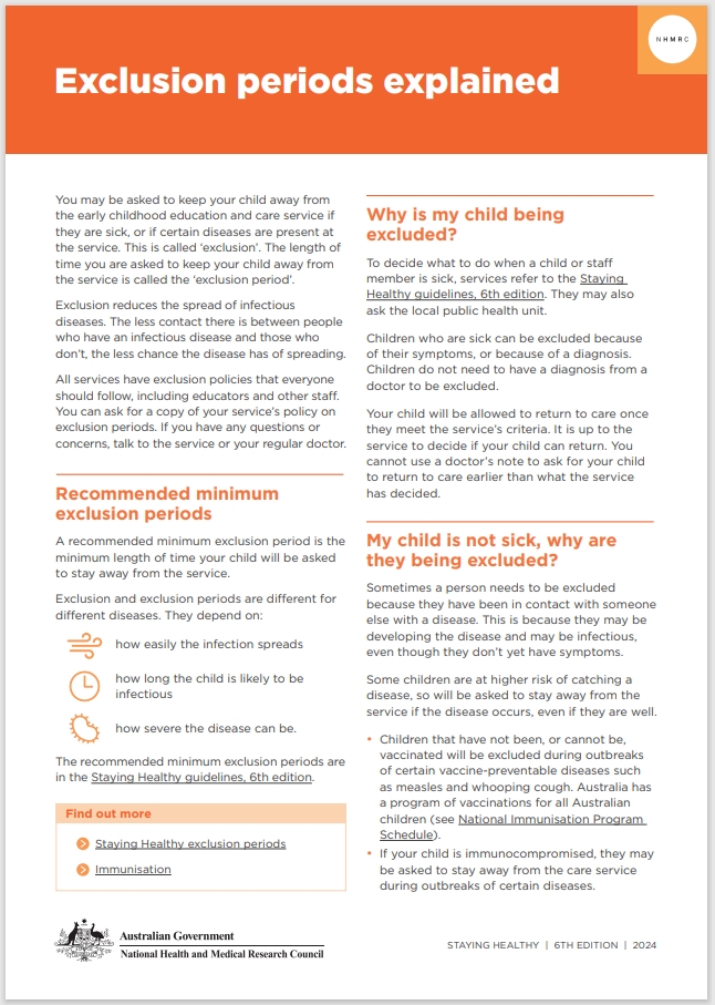 Exclusion Periods in Childcare